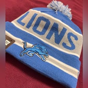 Detroit Lions New Era knit pom hat beanie NEW NFL On Field 100% AUTH. Throwback
